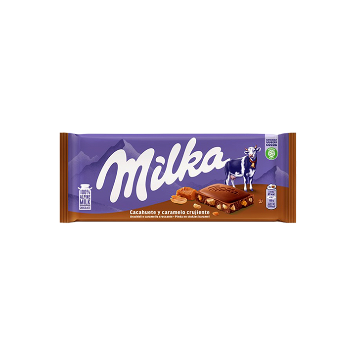 Milka Amendoim e Caramelo Crocante 90 g | Distribucion Mayorista