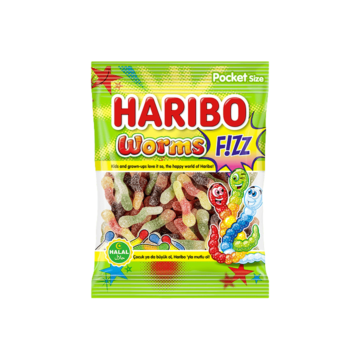 Haribo Worms Sour Halal 80 g | Distribución Mayorista