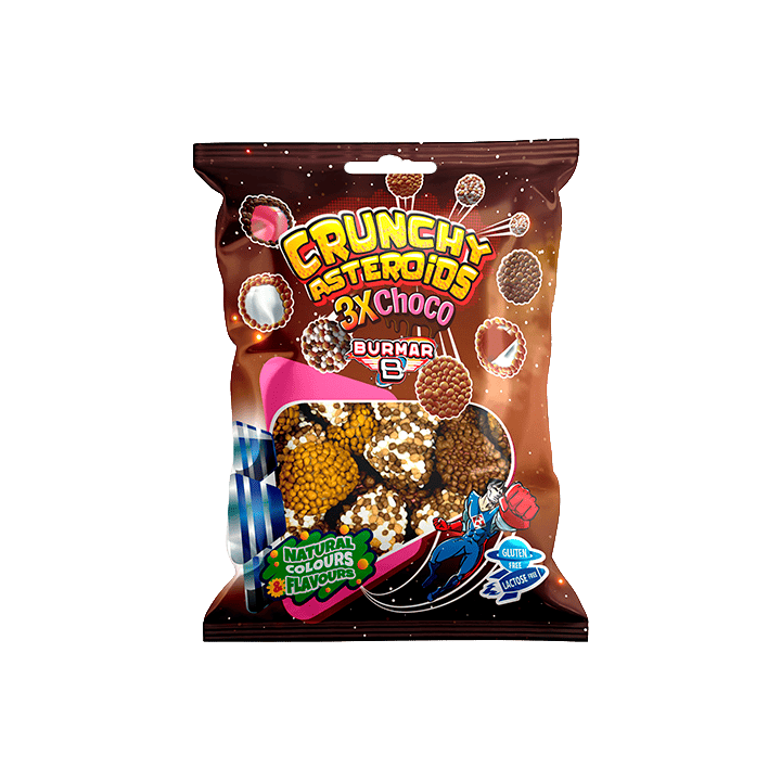 Crunchy Asteroids 3XChoco 90 g Burmar | Distribución Mayorista