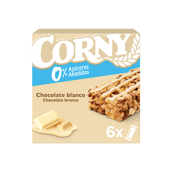 Barra chocolate branco 0% açúcares adicionados 6 x 20 g Corny | Distribución Mayorista