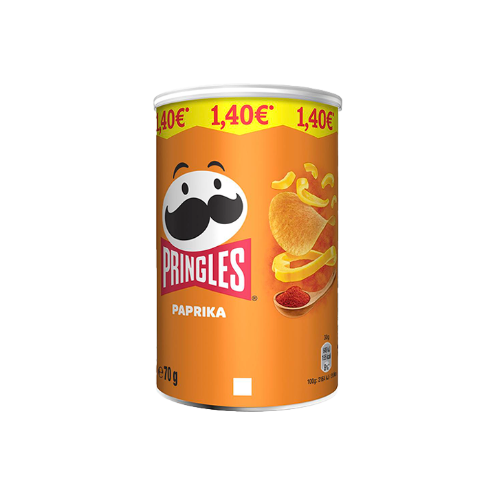Pringles Paprika Marcado 1.40€ 70g - Distribución Mayorista