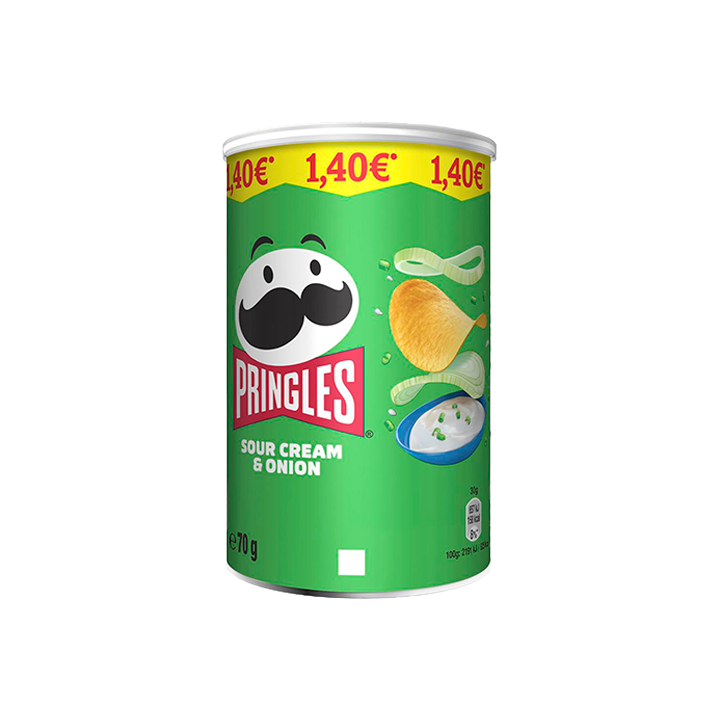 Pringles Sour Cream Onion Geprijsd op 1.40€ 70 g | Distribución Mayorista