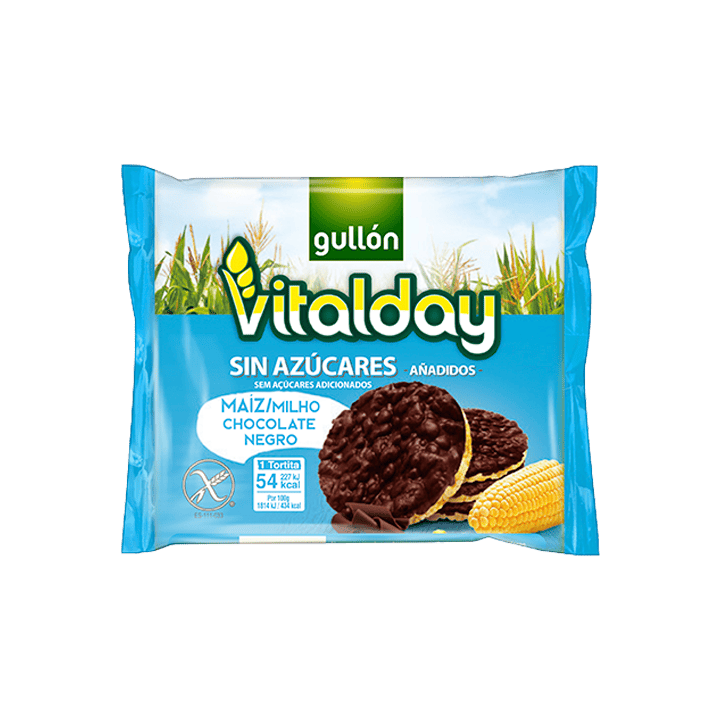 Vitalday Maïswafels met Pure Chocolade Suikervrij 100 g | Distribución Mayorista