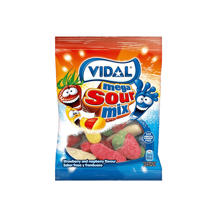 Mega Zuur Assortiment 90 g Vidal | Distribución Mayorista