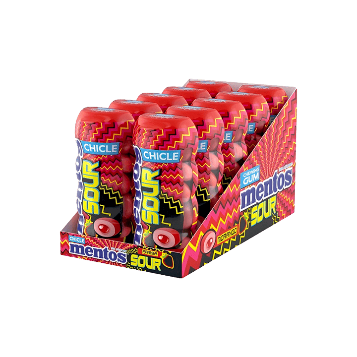 Mentos Sour Gum Aardbei 30 g | Distribución Mayorista