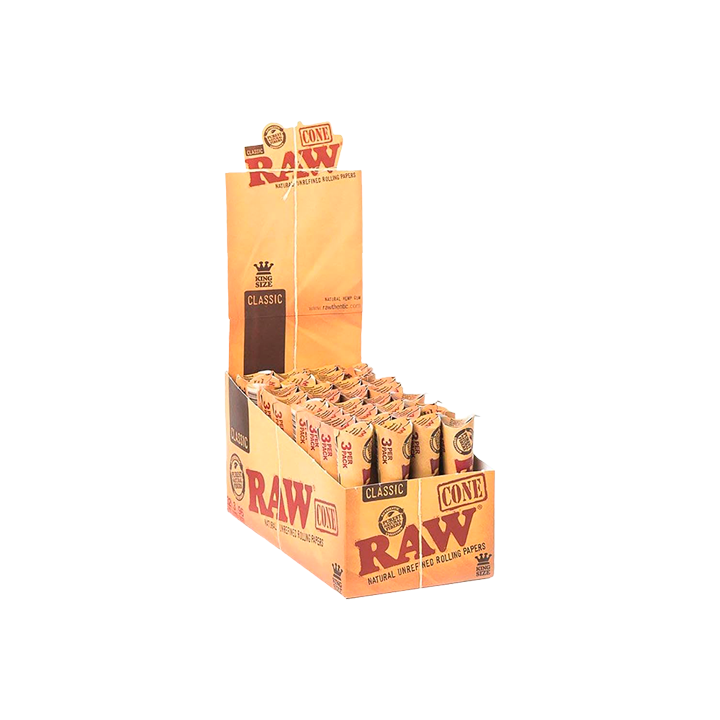 Raw Cone King Size - Caja 32 packs (3 unidades por pack) - Distribución Mayorista