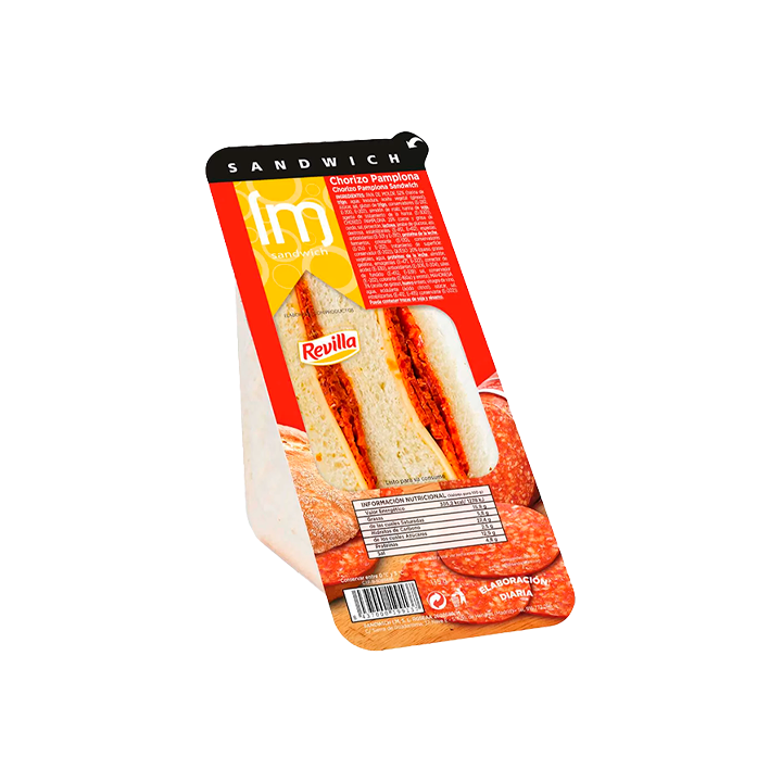 Sandwich Chorizo Pamplona y Queso 130g - Distribución Mayorista