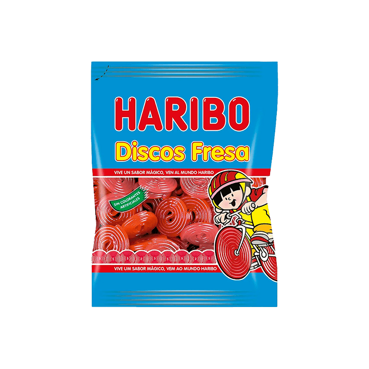 Gominolas Discos de Fresa 80g Haribo-Distribución Mayorista