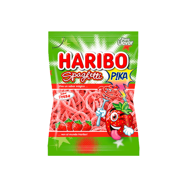 Spaghetti Strawberry Pika 75g Haribo - Distribución Mayorista