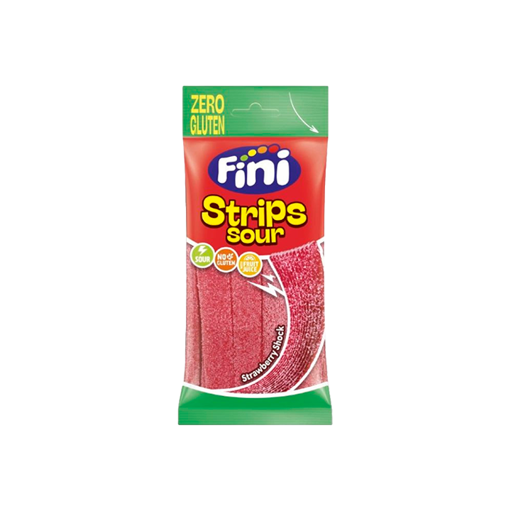 Strips Sour Fresa Zero Gluten 75g Fini - Distribución Mayorista