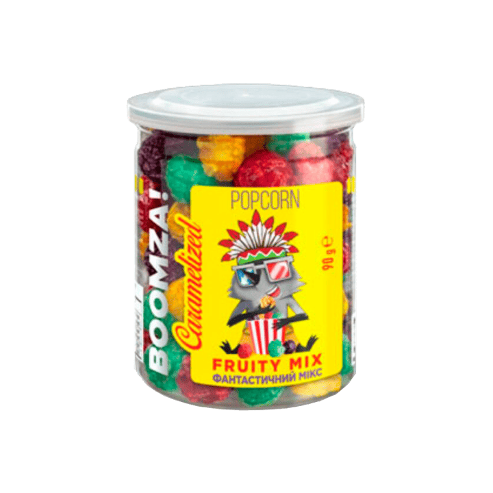 Boomza Gekarameliseerde Popcorn Mix Fruit 90 g - Distribución Mayorista
