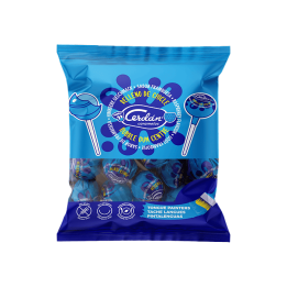 Raspberry lollipop with bubble gum Cerdán Caramelos - Distribución Mayorista